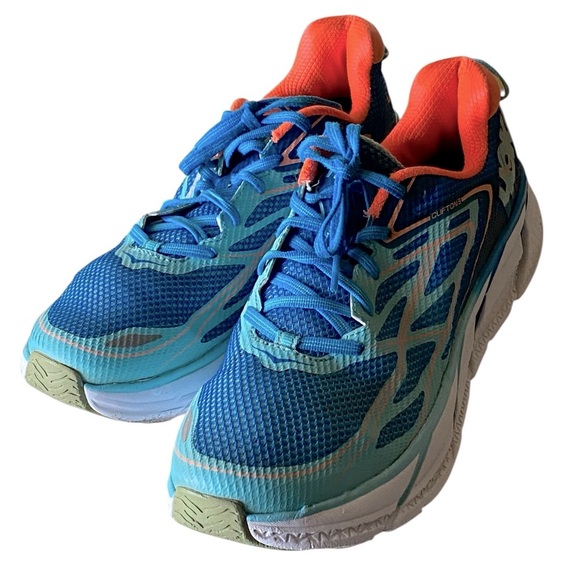 Hoka Clifton One on One Vibrant Blue & Orange Sneakers Women’s Size 10.5 Sport - Picture 12 of 12